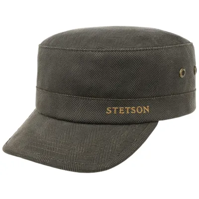 Casquette Army Herringbone Coton Kaki - Stetson Reference : 20491| Chapellerie Traclet