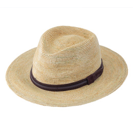 Traveller Raphia straw hat Smooth suede crochet strap