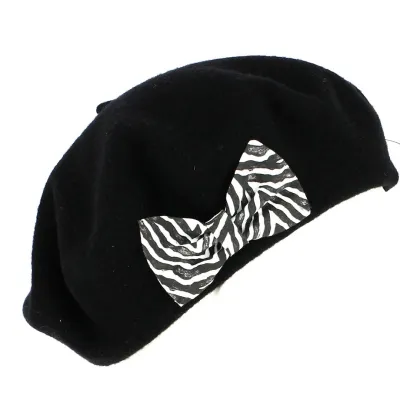 Black beret the French beret with side bow