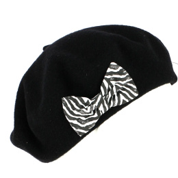 Black beret the French beret with side bow