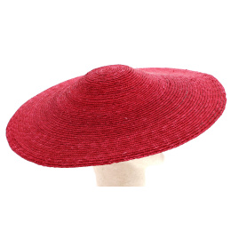 Large red straw wide-brimmed hat