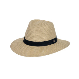 Beige braided fedora hat UPF 50+