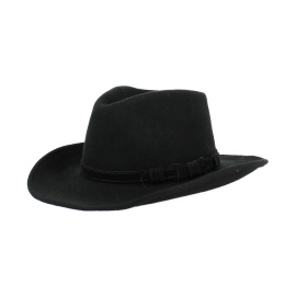 Black wool felt dundee hat