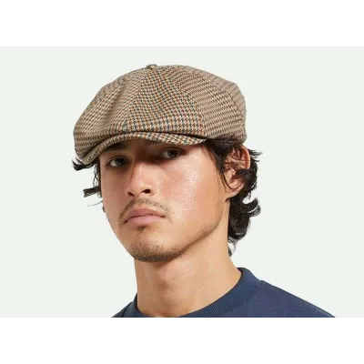 Brixton Brood Newsboy Plaid Cap - Sand ref 16575 traclet hat shop