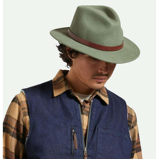 Chapeau Fedora Messer Feutre Laine Vert - Brixton Chapeau Fedora Messer Feutre Laine Vert - Brixton