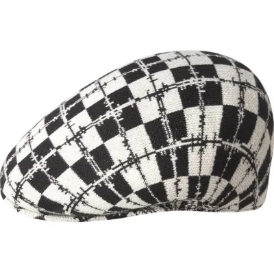 Barbed Check Flat Cap Black & White - Kangol reference 20580 traclet hat shop