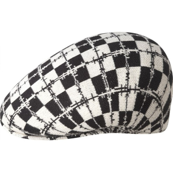 Barbed Check Flat Cap Black & White - Kangol