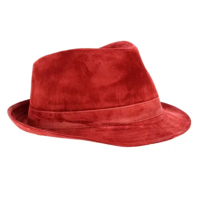 Red leather trilby hat Reference: 1590 | Traclet Hat Shop