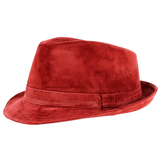 Chapeau trilby cuir rouge