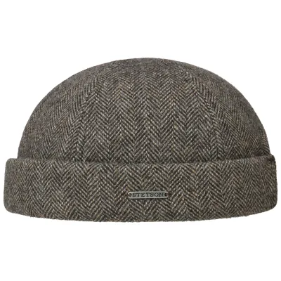 Beige & Brown Herringbone Wool Docker Hat - Stetson  Reference: 20592| Traclet Hat Shop