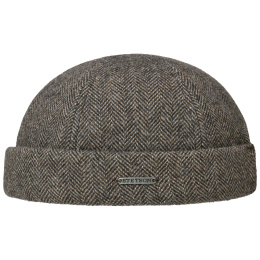 Beige & Brown Herringbone Wool Docker Hat - Stetson