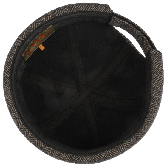 Beige & Brown Herringbone Wool Docker Hat - Stetson