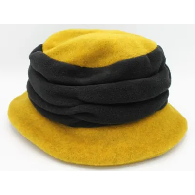 Chapeau Tavira Polaire Femme  Noir & Moutarde, - Traclet
