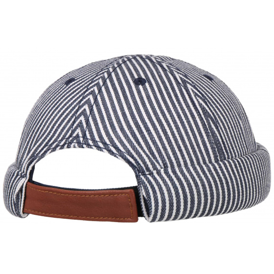 Docker Rostock Cotton Sailor Stripe Beanie Grey - Hammaburg Docker Rostock Cotton Sailor Stripe Beanie Grey - Hammaburg