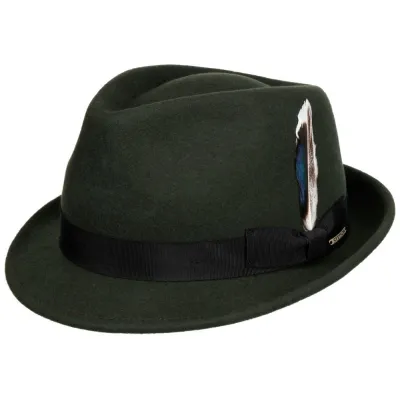 Stetson Champlin Olive Felt Trilby Hat Reference: 20625| Traclet Hat Shop
