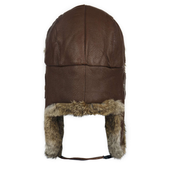 Chapka Fairbanks cuir Marron - Mad Bomber