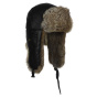 Black Leather Fairbanks Trapper Hat - Mad Bomber