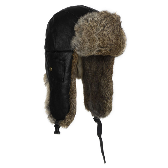 Chapka Fairbanks Cuir Noire - Mad Bomber