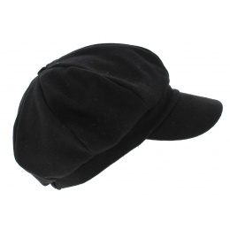 Tania Black Wool Newsboy Cap - Traclet