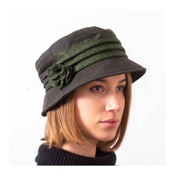 Waterproof Waxed Cotton Cloche Hat Khaki - Hatman