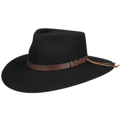 Chapeau Traveller Big Australian  Feutre Noir - Statesman