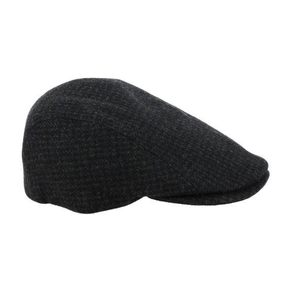 Casquette Plate Daffy Laine Noire pied de poule - Traclet Casquette Plate Daffy Laine Noire pied de poule - Traclet