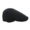Black Houndstooth Wool Daffy Flat Cap - Traclet Reference: 17182