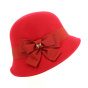 Red Wool Felt Maithe Cloche Hat - Traclet