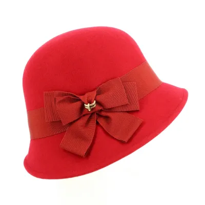 Red Wool Felt Maithe Cloche Hat - Traclet Reference: 6173 | Traclet Hat Shop
