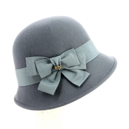 Maithe Sky Blue Wool Felt Cloche Hat - Traclet