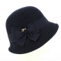 Maithe Wool Felt Navy Cloche Hat made in France - Traclet