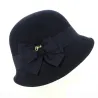 Navy Wool Felt Maithe Cloche Hat - Traclet Reference: 7738 | Traclet Hat Shop