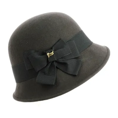 Maithe Grey Wool Felt Cloche Hat - Traclet Reference: 9621 | Traclet Hat Shop
