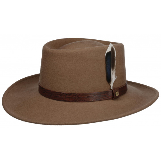 Open Crown Woolfelt Hat Beige - Stetson