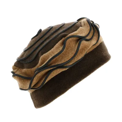 Béret Polaire Femme Lila Marron & Beige - Traclet