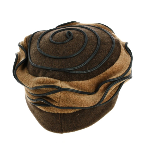 Women's Fleece Beret Lila Brown & Beige - Traclet
