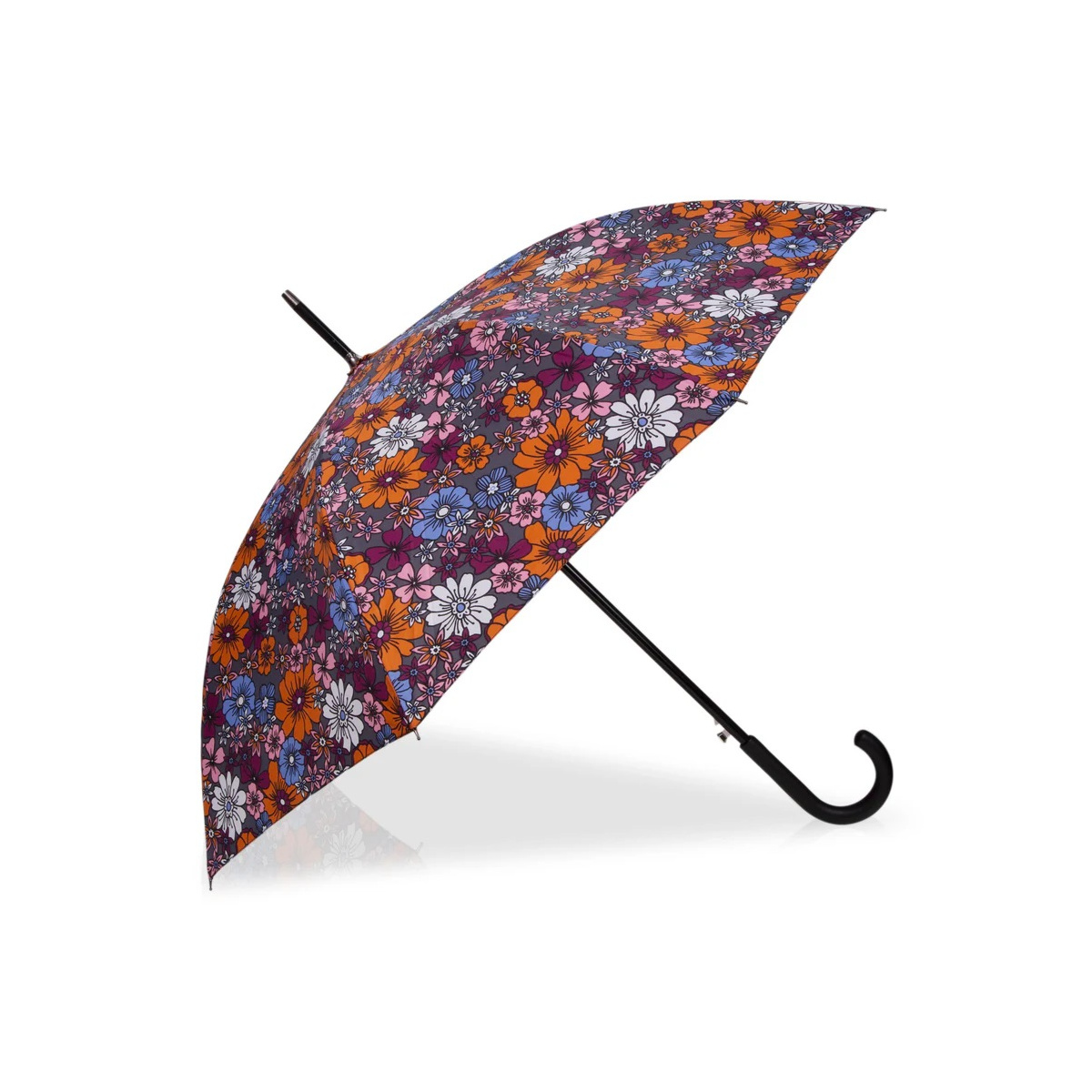 Umbrella Cane Seventies Flowers Automatic Opening Isotoner