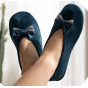 Women's Ballet Slippers with Rhinestone Bow Teal Blue - Isotoner
