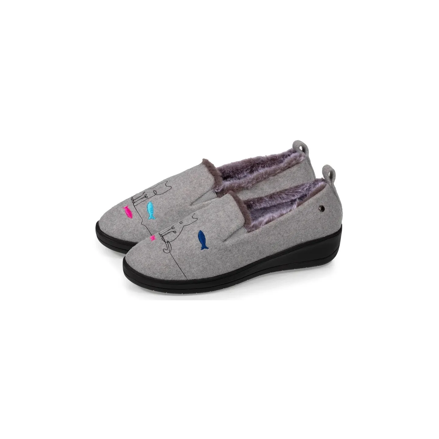 Ballerines Slippers Chat Semelle EVERYWEAR™ Gris Chiné - Isotoner
