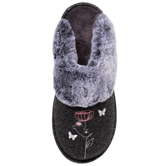 Women's Felt Mule Slippers with Pattern - Isotoner