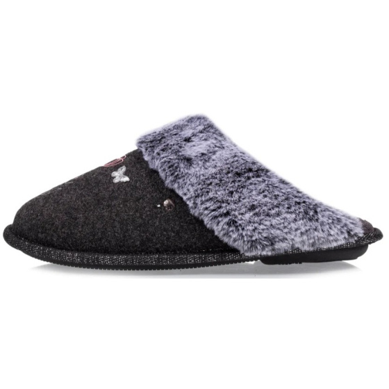 Women's Felt Mule Slippers with Pattern - Isotoner