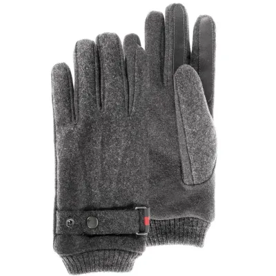 Gants Homme Tissu Lainé Gris chiné - Isotoner  Référence : 20849| Chapellerie Traclet