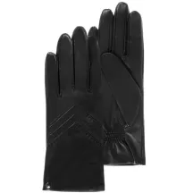 Women's Leather Chevron Fleece-Lined Black Gloves - Isotoner Reference: 20851| Chapellerie Traclet