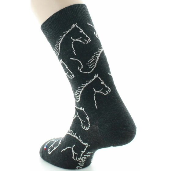 Dagobert Horse Cotton Socks Anthracite Made in France