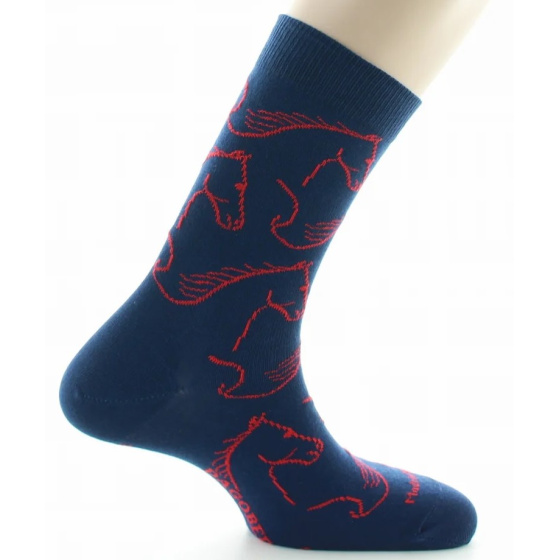 Reversible Horse Socks Navy & Gear Made in France - Dagobert