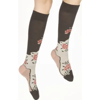 Chaussettes Femme Hautes Peignée Fleurs - Berthe