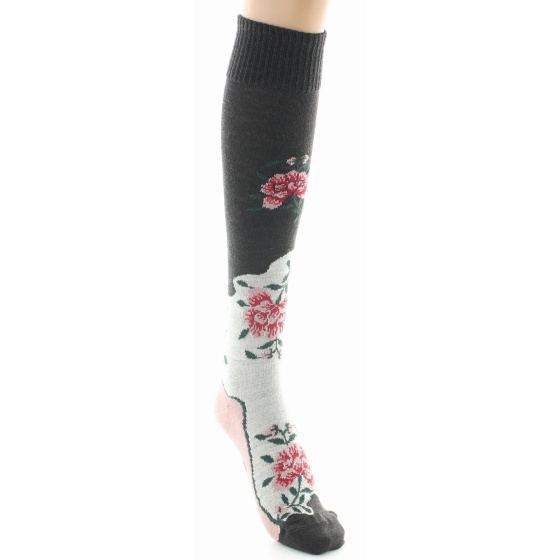 Women's Knee-High Combed Flower Socks Made in France - Berthe