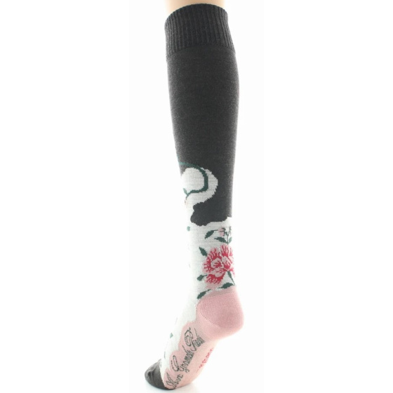 Women's Knee-High Combed Flower Socks Made in France - Berthe