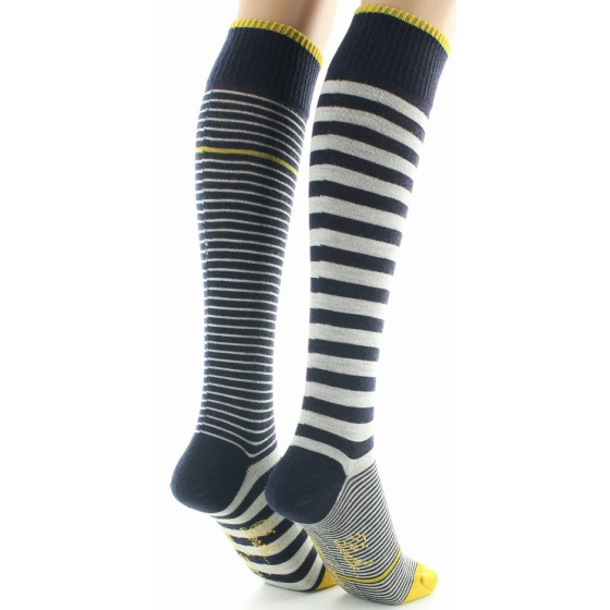 Women's High Combed Cotton Striped Socks Made in France - Berthe