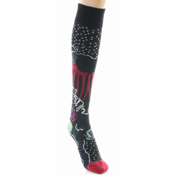 Women's Combed High Socks with Fish Pattern Made in France - Berthe